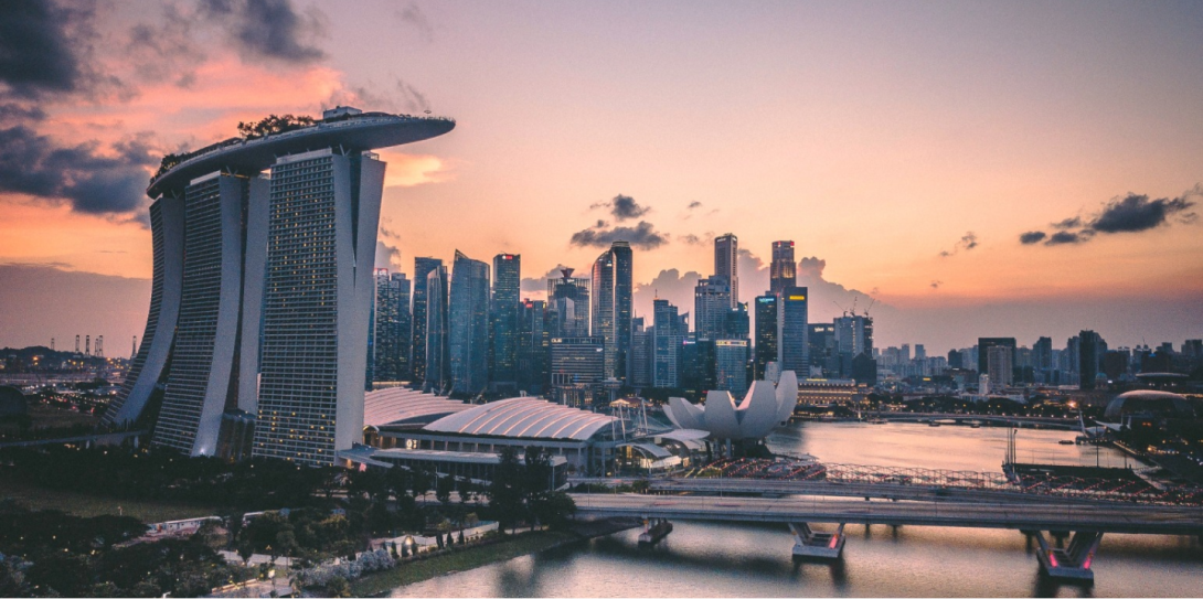 City of Singapore at sunset